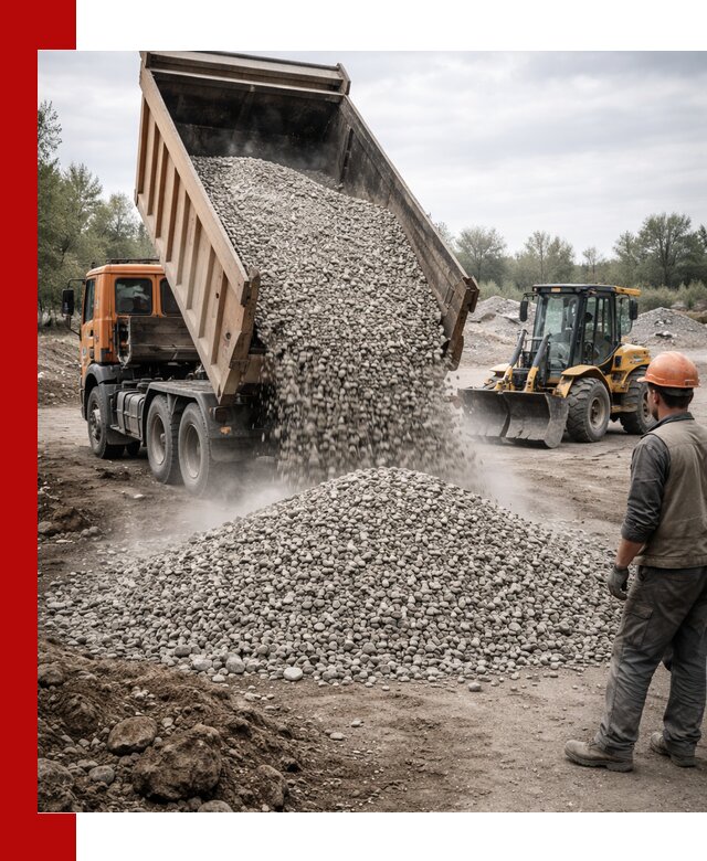 Доставка щебня в Тихвине крупными и мелкими фракциями