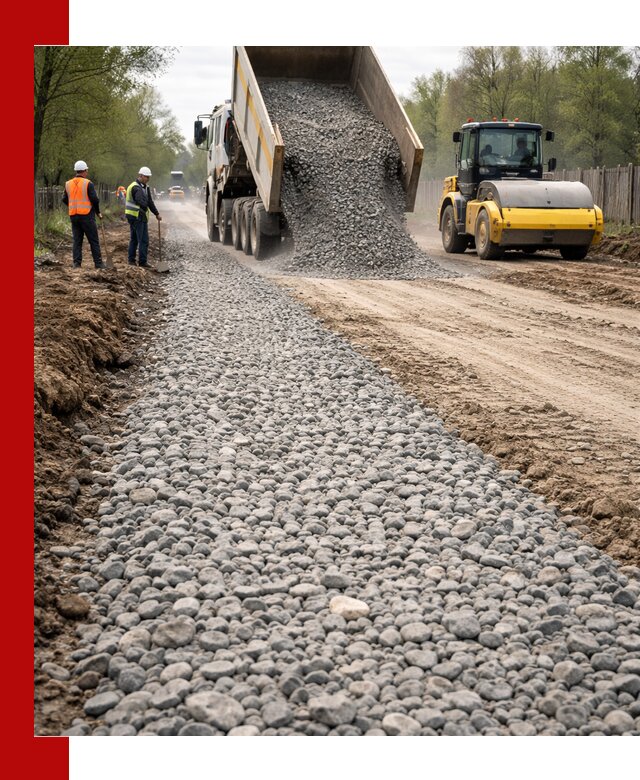 Доставка щебня для отсыпки дорог в Тихвине высокого качества
