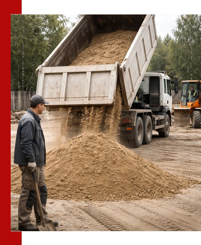 Доставка и продажа песка с разгрузкой в Тихвине
