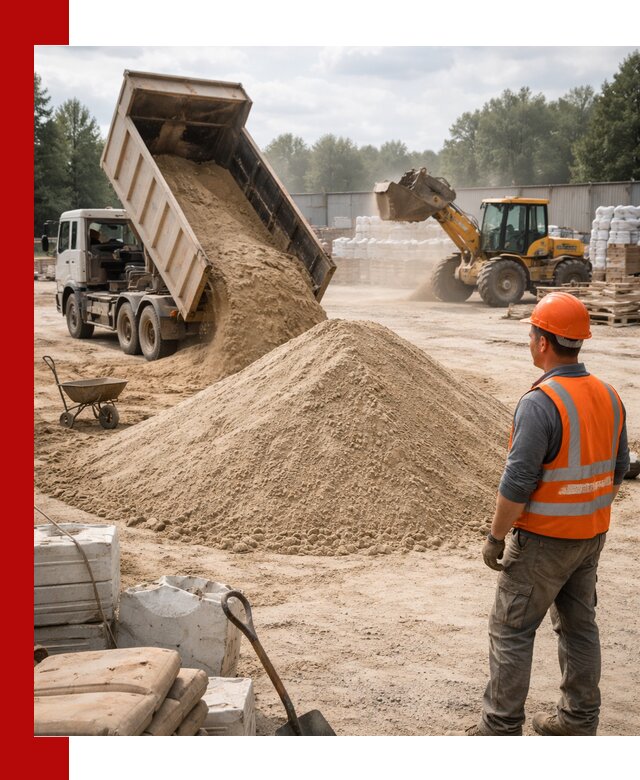Доставка строительного песка с самосвалом в Тихвине