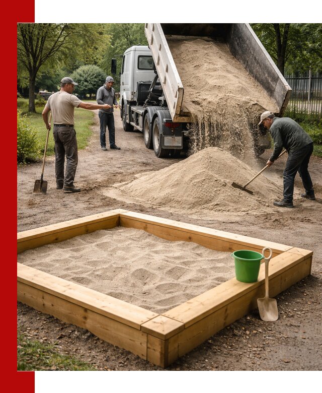 Песок для песочницы с доставкой в Тихвине недорого и чистый