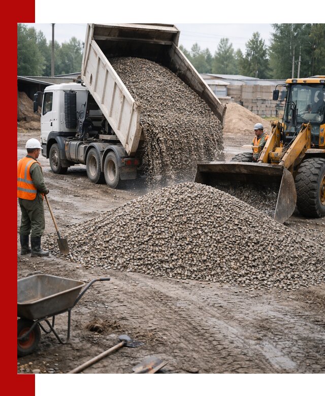 Мытый гравий с доставкой в Тихвине от карьера до участка