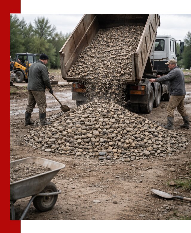 Доставка гальки речной оптом и в розницу в Тихвине