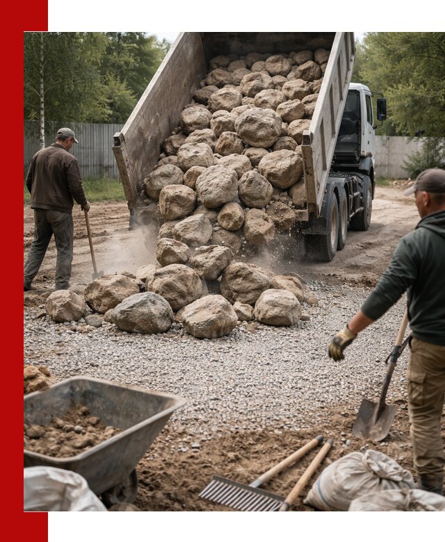 Доставка и укладка булыжника в Тихвине