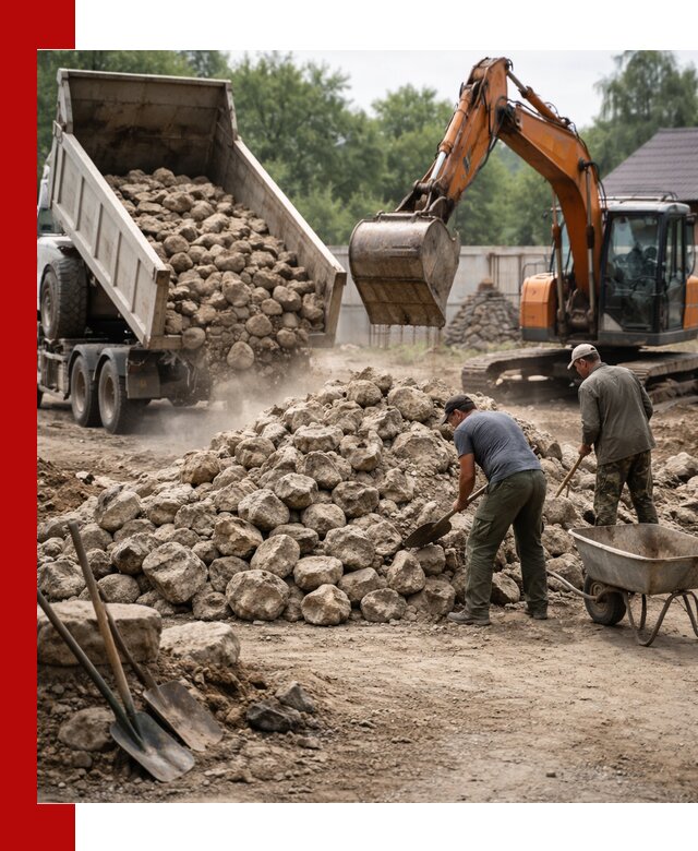 Доставка и разгрузка бутового камня в Тихвине