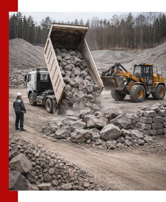 Доставка и продажа бутового гранитного камня в Тихвине