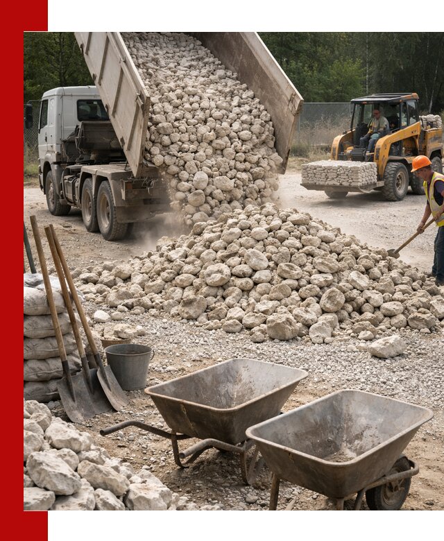 Доставка и продажа бутового известнякового камня в Тихвине