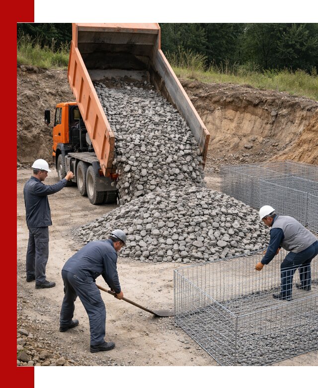 Камень для габионов с доставкой в Тихвине быстро и надёжно