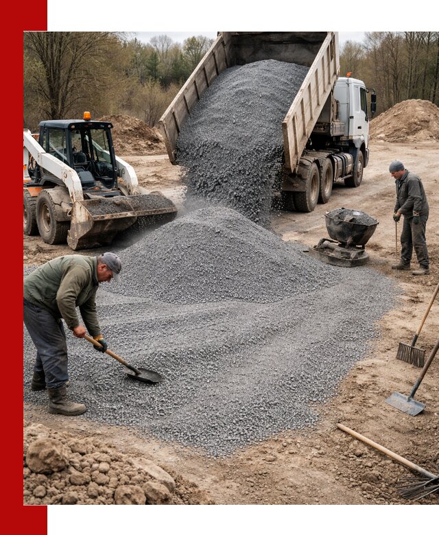 Отсев для подсыпки в Тихвине — доставка и подсыпка на участок