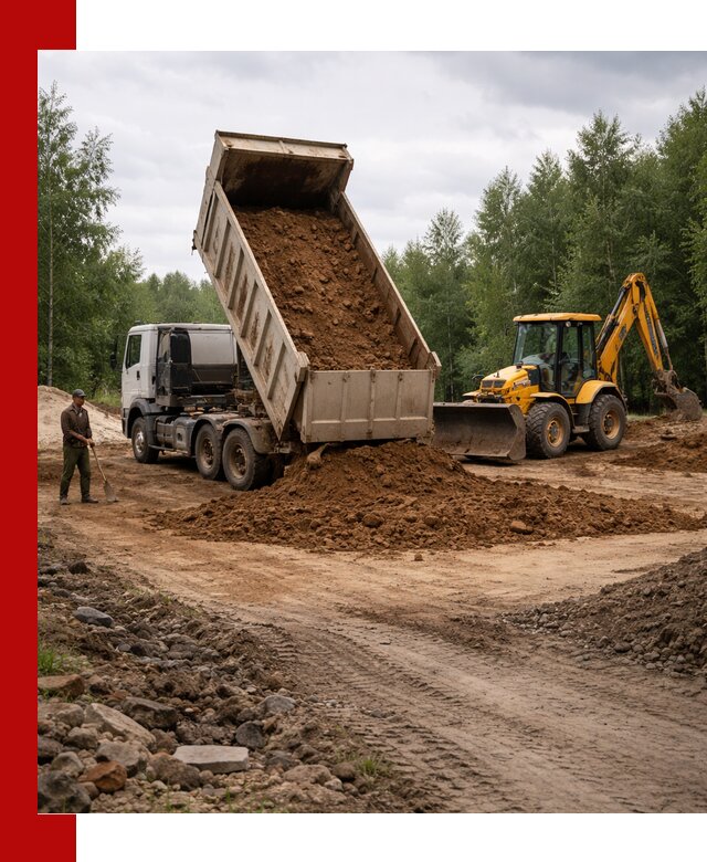 Доставка суглинка самосвалами в Тихвине подсыпка и планировка