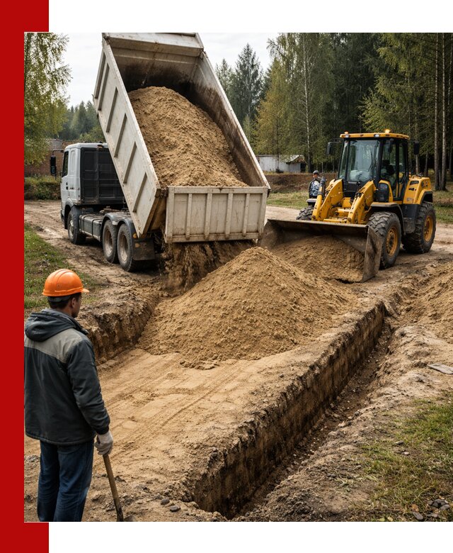 Доставка песчаного грунта в Тихвине для строительных работ