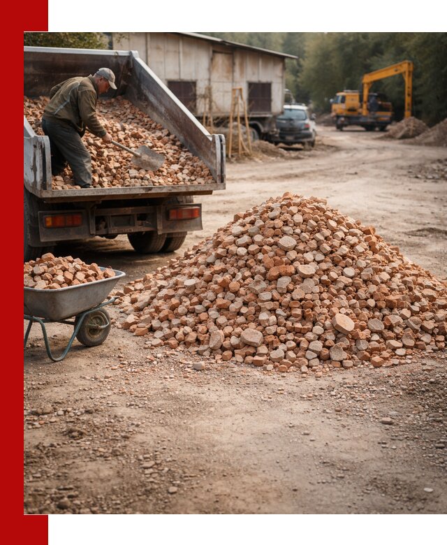 Доставка и подушка из боя кирпича с разгрузкой в Тихвине