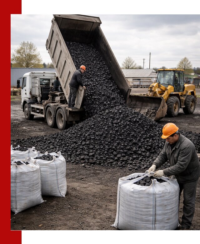 Доставка каменного угля в Тихвине оптом и в розницу