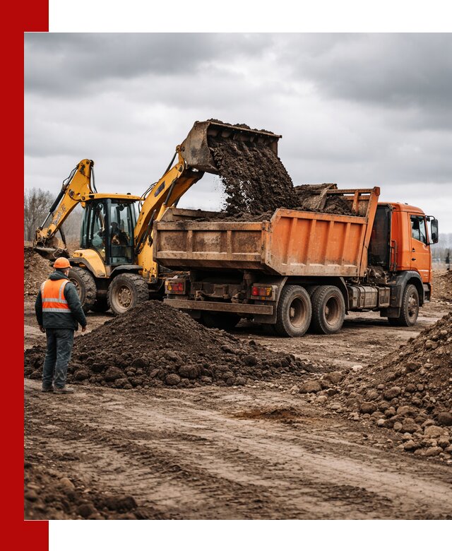 Вывоз грунта и строительного мусора в Тихвине грузовыми самосвалами