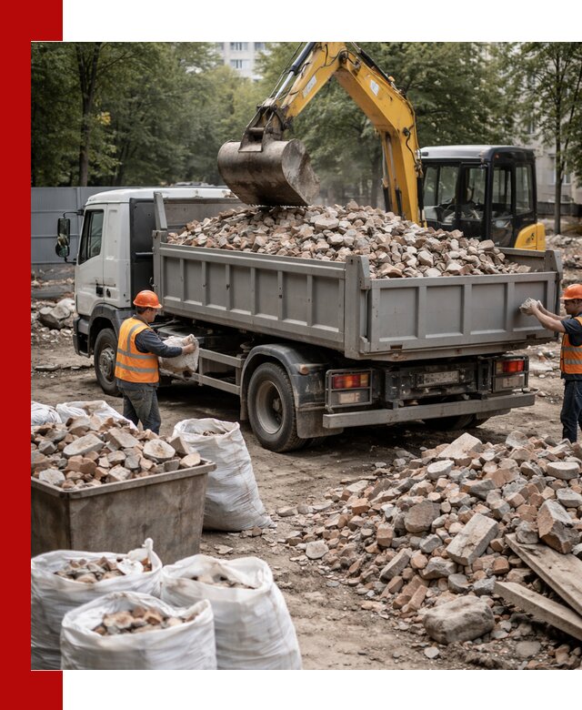 Вывоз строительного мусора в Тихвине с самосвалами и контейнерами
