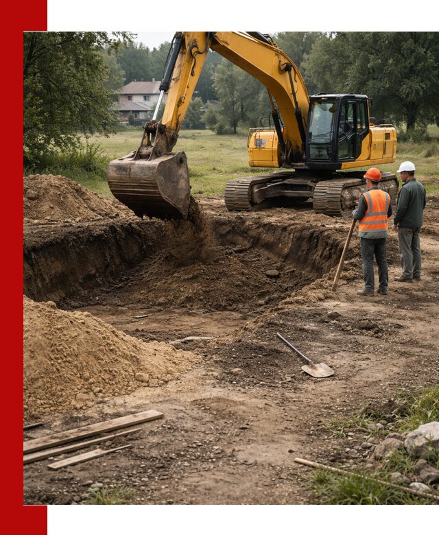 Рытье котлована под фундамент в Тихвине (быстро и недорого)