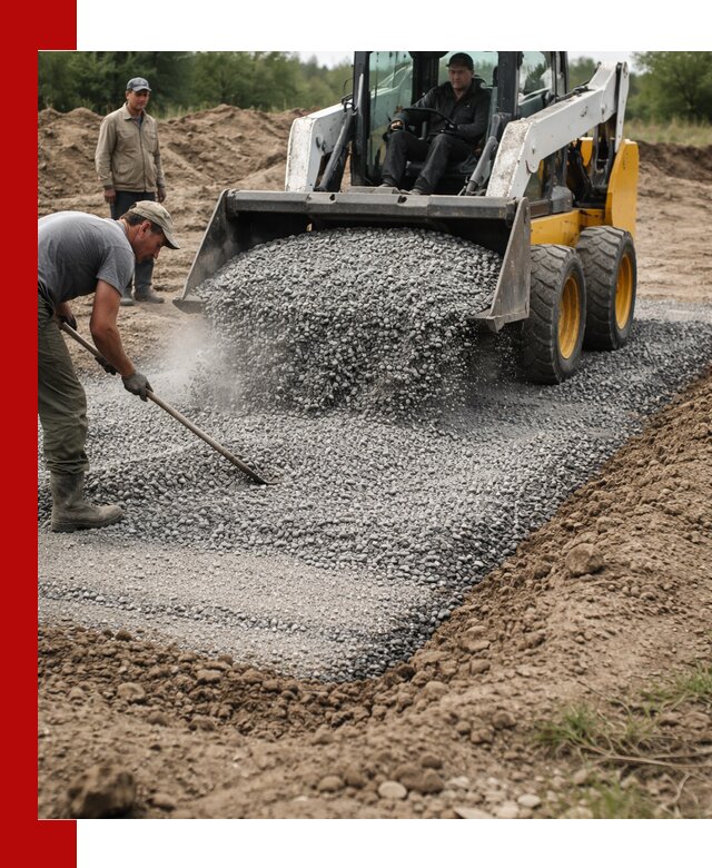 Устройство щебеночной подушки в Тихвине для дорог и фундаментов